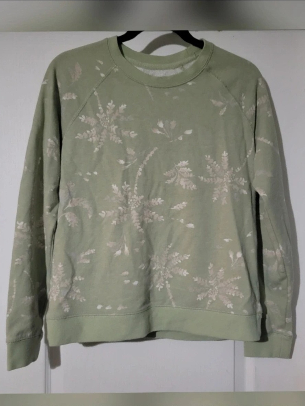 Lucky Brand Sage Green Floral Crewneck Sweatshirt Womens Medium